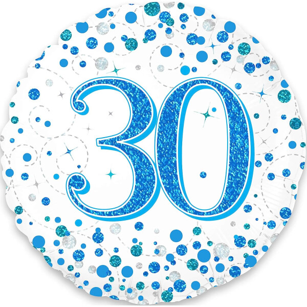 Folienballon 30 Konfetti - Blau - 45 cm