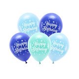 5 Ballons Happy Birthday - Blau Hellblau Mint - 30 cm