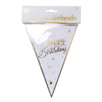 Wimpelgirlande Happy Birthday - Weiß Gold - 3 Meter