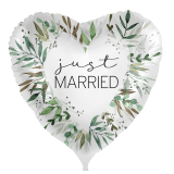 Folienherz Just Married Greenery - 43 cm