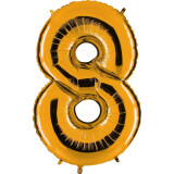 Folienballon Zahl 8 - Gold - 100 cm