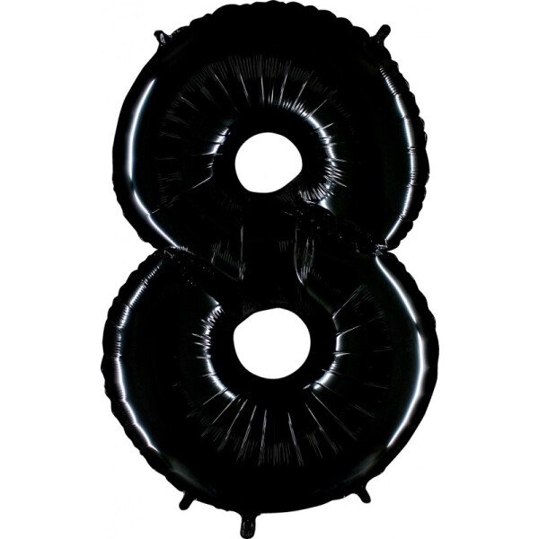 Folienballon Zahl 8 - Schwarz - 100 cm