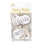 Picker Happy Birthday - Weiß Gold - 12 St.