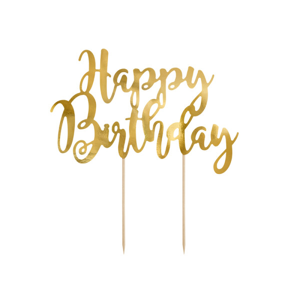 Cake Topper Tortendeko Happy Birthday Gold - 22,5 cm