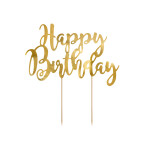 Cake Topper Tortendeko Happy Birthday Gold - 22,5 cm