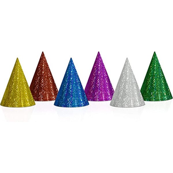 Partyhüte Bunt - Glitzer - 16 x 10 cm - 20 St.