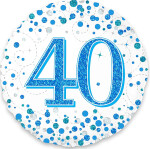 Folienballon 40 Konfetti - Blau - 45 cm