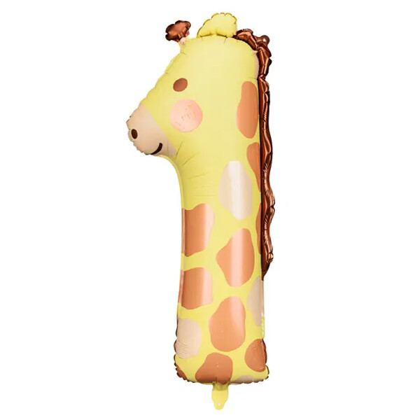 Folienballon Zahl 1 - Giraffe -  90 cm