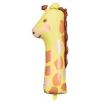 Folienballon Zahl 1 - Giraffe -  90 cm
