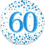 Folienballon 60 Konfetti - Blau Holografie -  45 cm