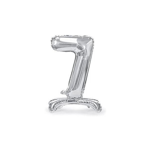 Stand Up Folienballon Zahl 7 - Silber - 70 cm