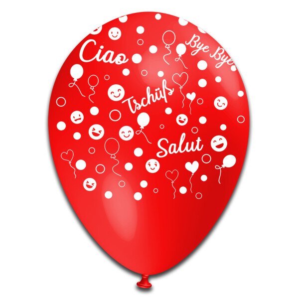 10 Ballons Tschüß Ciao Salut Bye Bye - Bunt - 30 cm