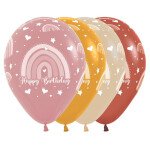 5 Ballons Happy Birthday - Boho Rainbow - 30 cm