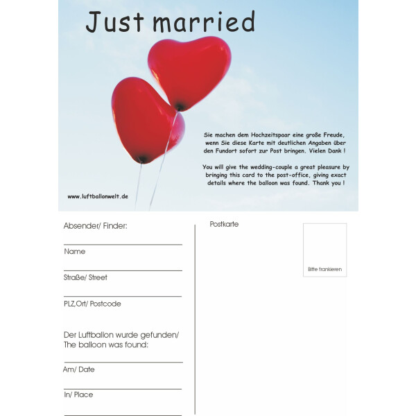 50 Ballonflugkarten - Just married