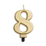 Zahlenkerze 8 - Gold - 7,5 cm
