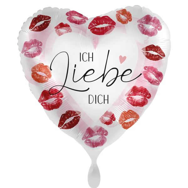 Ballongruß: Herz Ich liebe dich - Full of Kisses - 35 cm