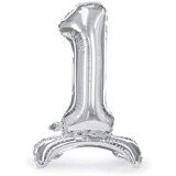Stand Up Folienballon Zahl 1  - Silber - 70 cm