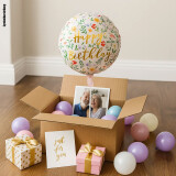 Ballongruß: Happy Birthday Flowers - 35 cm