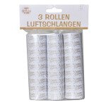 Luftschlangen Happy Birthday - weiß gold - 3 Rollen