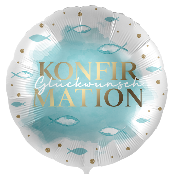 Folienballon Konfirmation Glückwunsch - Fische - 43 cm