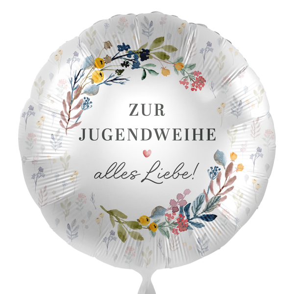 Folienballon Zur Jugendweihe alles Liebe - Blütenzweige - 45 cm