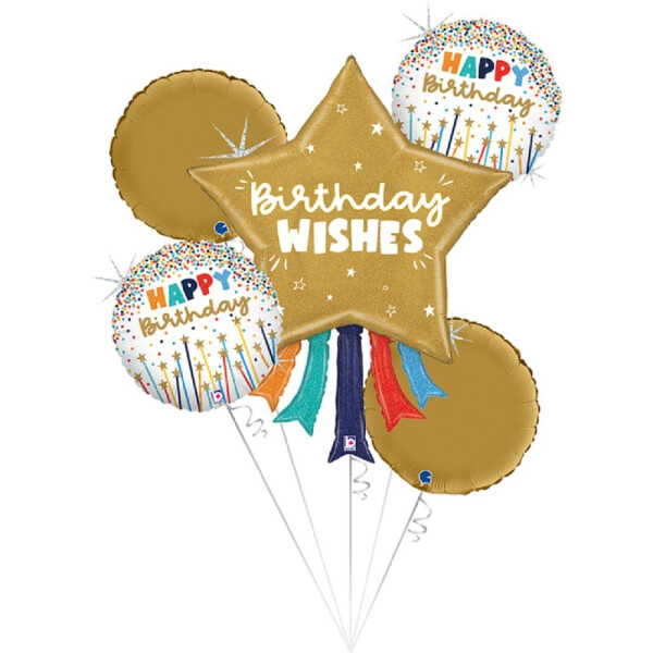 Folienballon Set Happy Birthday Wishes - 5tlg.