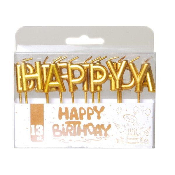 Schriftzug Kerzen Happy Birthday - Gold - 6,5 cm