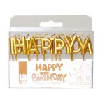 Schriftzug Kerzen Happy Birthday - Gold - 6,5 cm
