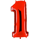 Folienballon Zahl 1 - Rot - 100 cm