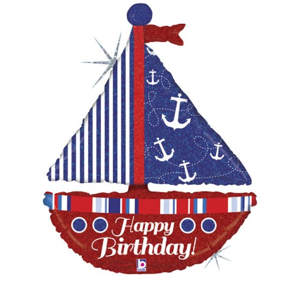 Folienballon Segelboot Happy Birthday - 74 cm