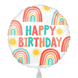 Ballongruß: Happy Birthday - Retro Rainbow -  35 cm