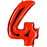 Folienballon Zahl 4 - Rot - 66 cm