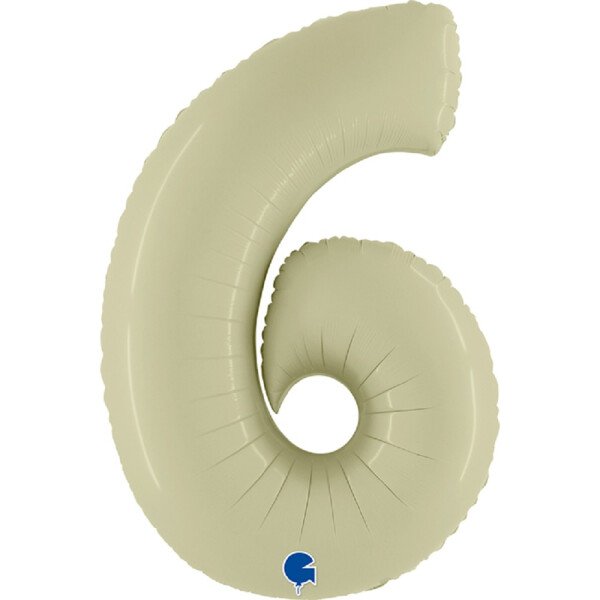 Folienballon Zahl 6 - Olive Matt - 100 cm