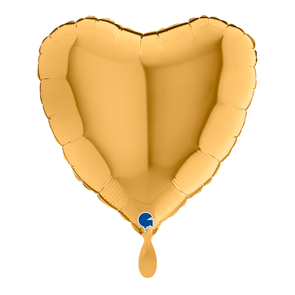 Ballongruß Zusatzballon Herz Gold - 35 cm