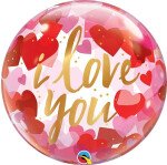 Ballongruß: Bubble I love you - Herzchen Rot Rosa - 56 cm