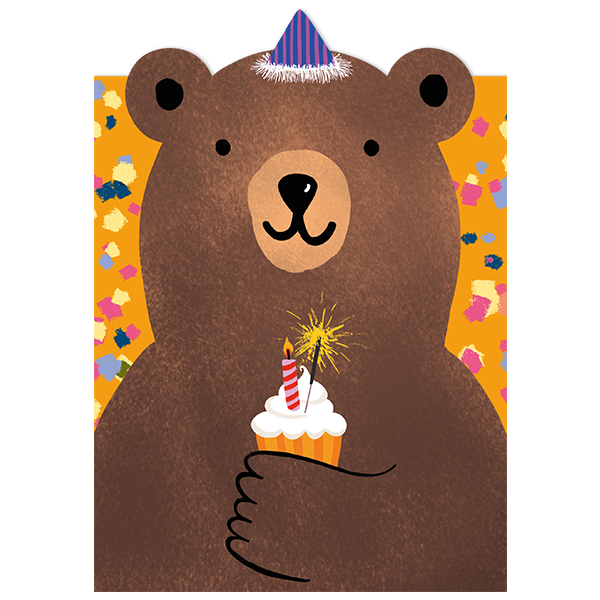 Postkarte Bär mit Cupcake
