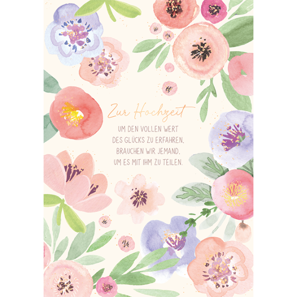 Klappkarte Zur Hochzeit - bunte Blumen