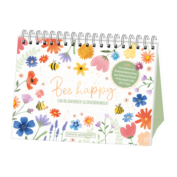 Aufsteller Spiralbuch Bee happy - 16 x 13 cm