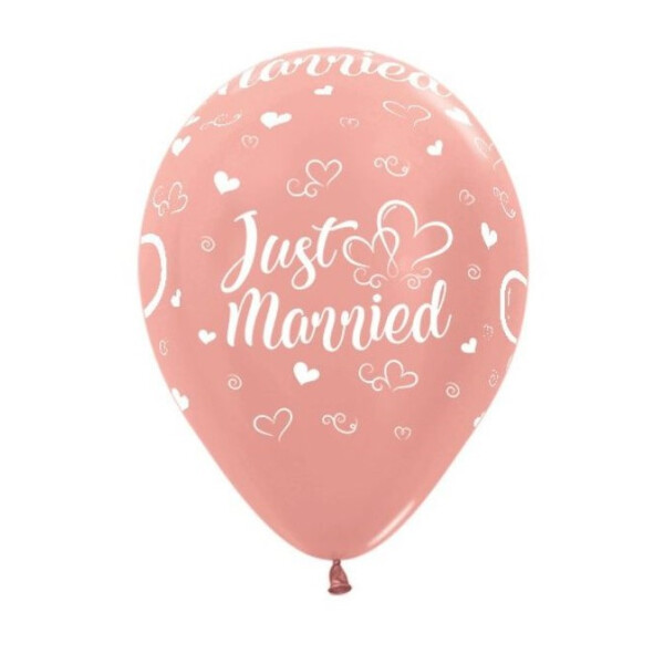 5 Ballons Just married - Herzen - Rosegold - 30 cm