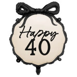 Ballongruß: Happy 40 mit Schleife - Schwarz...