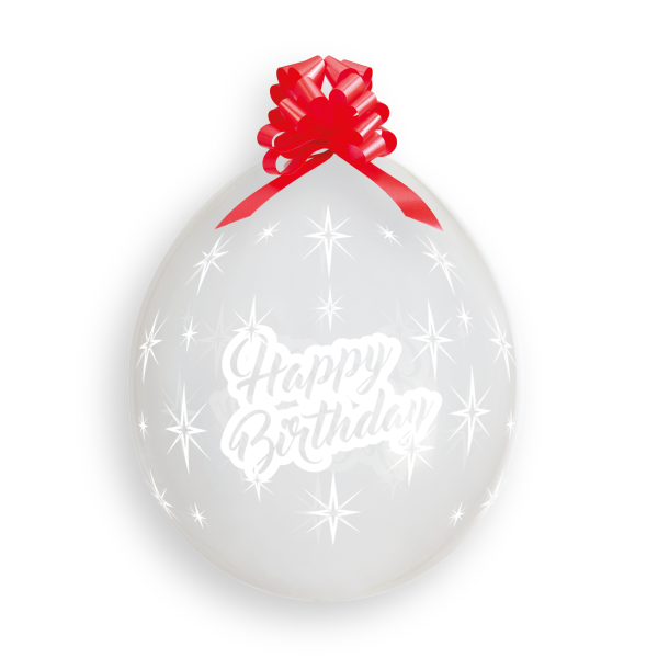 Happy Birthday Verpackungsballon -  transparent  - 45 cm