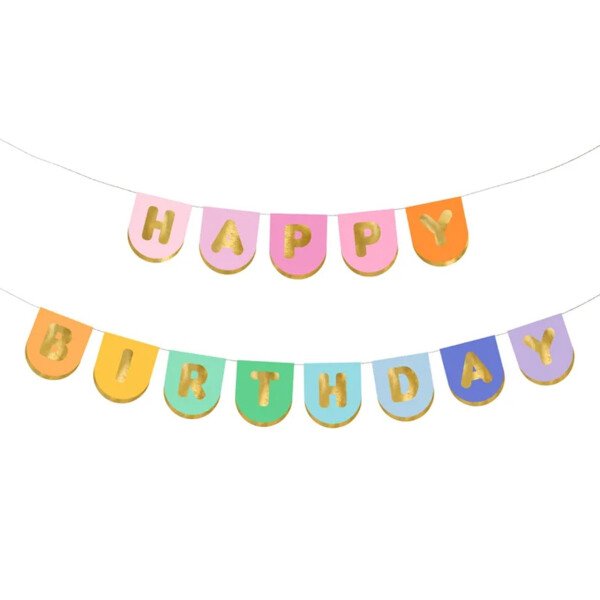 Girlande Happy Birthday - Pastell - 1,6 Meter