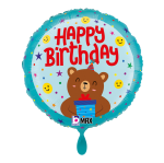 Folienballon Happy Birthday - Teddy mit Geschenk -  45 cm