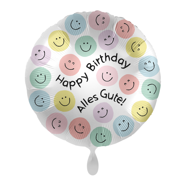 Folienballon Happy Birthday - Alles Gute - Happy Faces -  45 cm