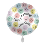 Folienballon Happy Birthday - Alles Gute - Happy Faces -  45 cm