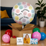 Ballongruß: Happy Birthday - Alles Gute - Happy Faces - 35 cm