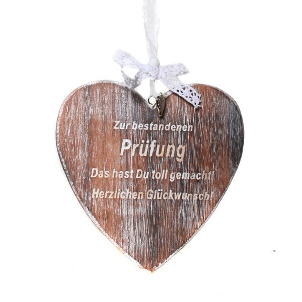 Holzherz Zur bestandenen Prüfung - 16,5 cm