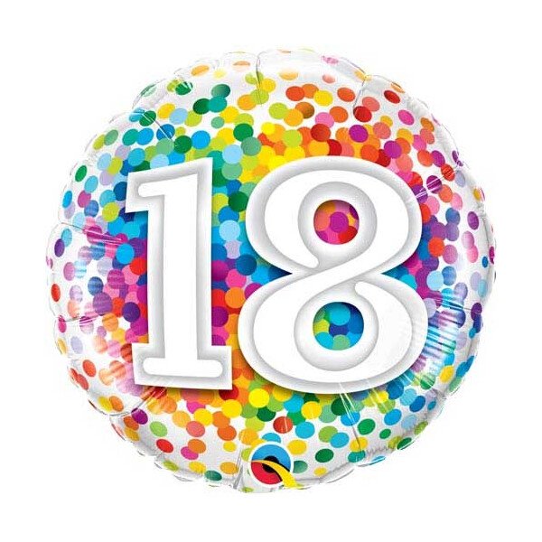 Folienballon 18 Konfetti - Bunt -  45 cm