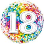 Folienballon 18 Konfetti - Bunt -  45 cm
