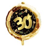 Ballongruß: 30 - Schwarz Gold - Sektflaschen - 35 cm